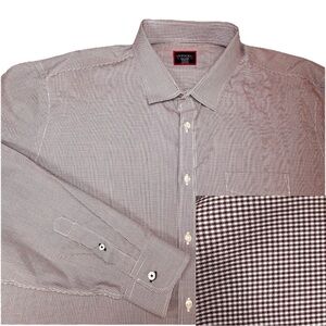 Untuckit Shirt Button Up Mens xxx large mini Check Long Sleeve Burgundy Maroon